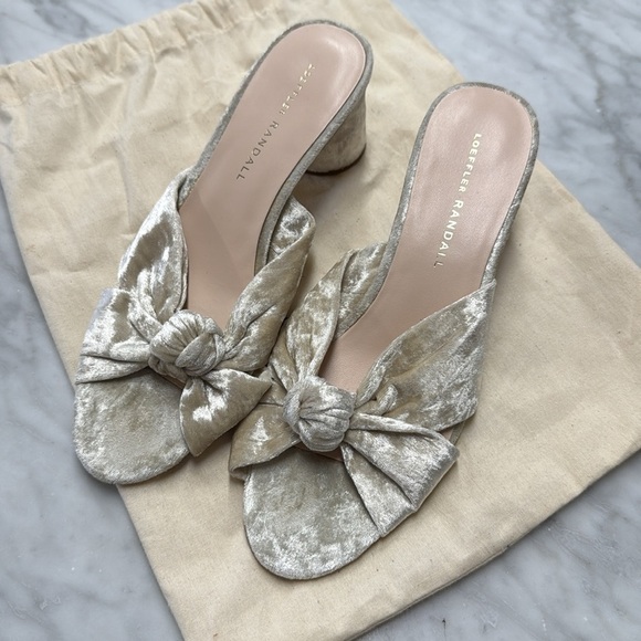 Loeffler Randall Celeste Velvet Slip on Sandal in Metallic Beige Size 7 - Picture 3 of 12